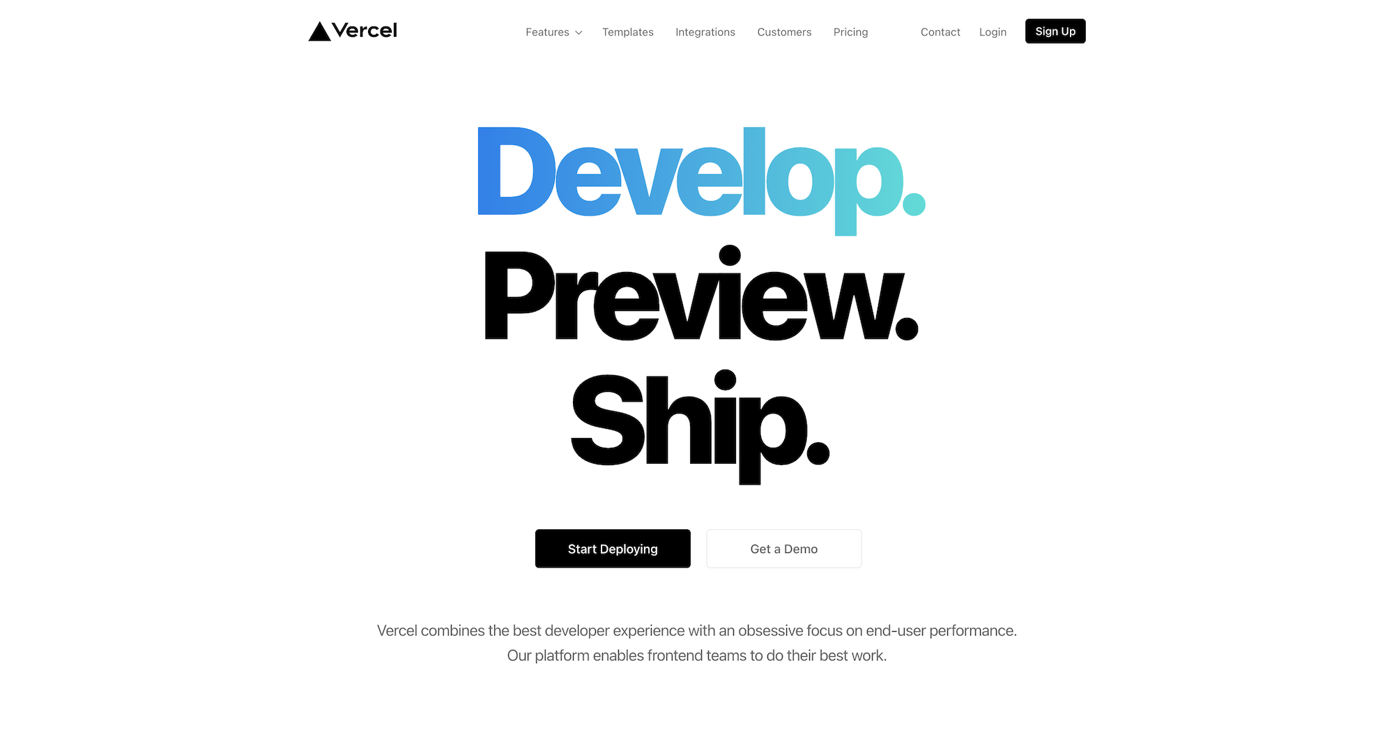Vercelのトップページのキービジュアル